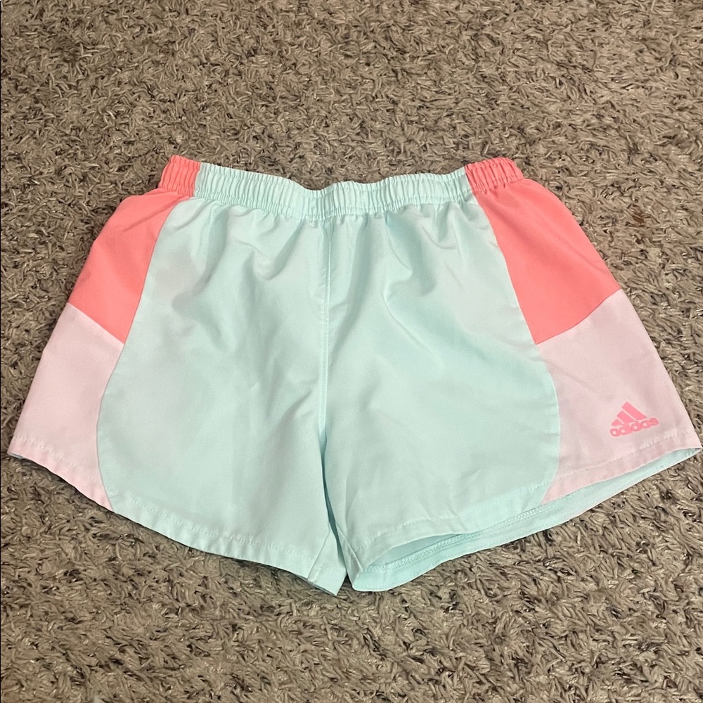 Adidas Women's Athletic Shorts in Mint and Coral